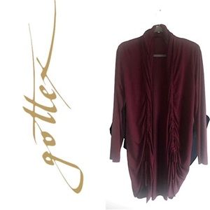 GOTTEX STUDIO Maroon Burgundy Ruched Cardigan size Medium
